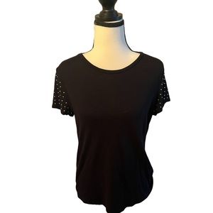Black T-Shirt With Metal Accents tee medium m size